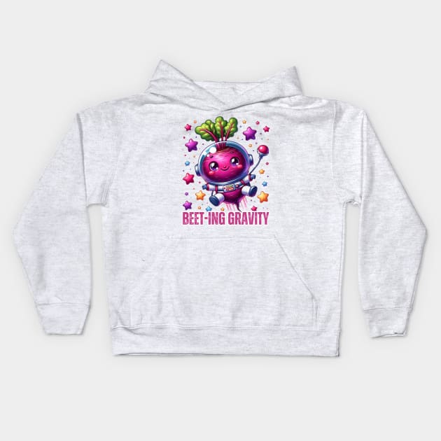 Astronaut Beet - Beet-ing Gravity Cosmic Tee Kids Hoodie by vk09design